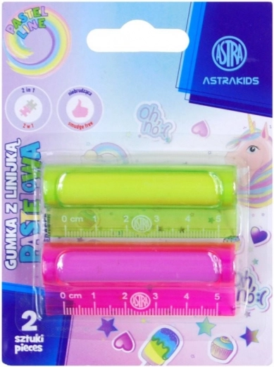 ASTRA ravnalo s gumicom 2-u-1 pastelno 5 cm (2 kom)