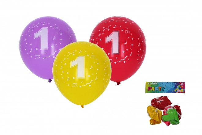 Balon na napuhavanje s brojem 1, 30 cm - set od 5 komada