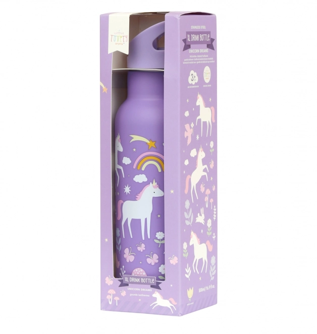 A Little Lovely Company Nehrđajući Čelik Boca za Piće 500 ml – Jednorozi i Duga