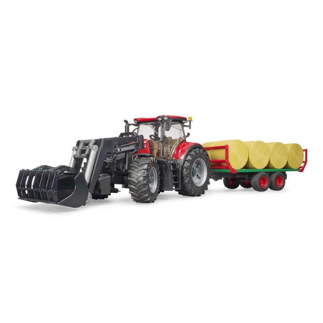 Bruder traktor Case IH Optum 300 CVX s prednjim utovarivačem i prijevoznim sredstvom za bale