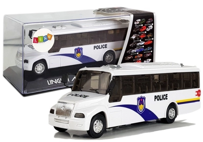 Policijski autobus bijeli s mehaničkim pogonom i zvučnim efektima