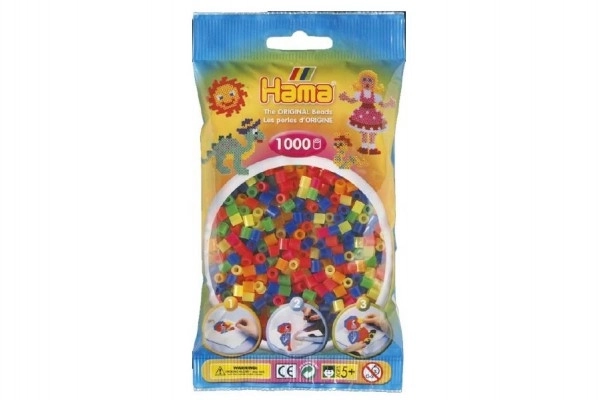 Prozirne neon perlice za peglanje Hama MIDI 1000 kom u vrećici
