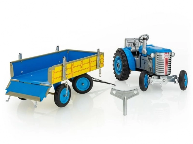 Traktor Zetor s prikolicom crveni na ključ metal 28cm Kovap u kutiji