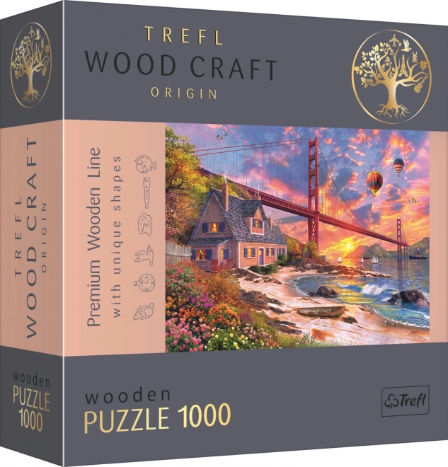 Puzzle zalazak sunca nad Golden Gate 1000 komada