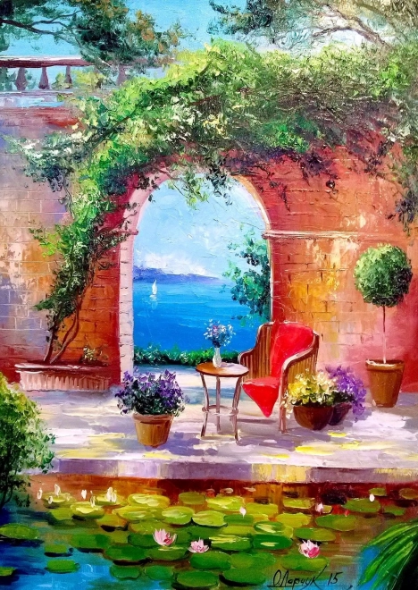Puzzle Pogled na more kroz luk 1000 dijelova