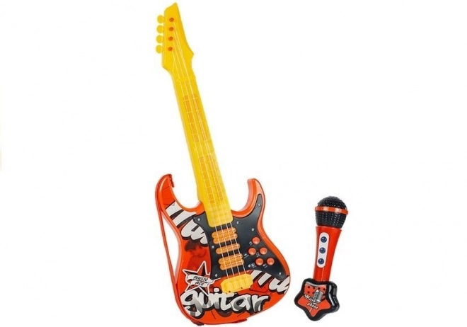 Dječja električna gitara s mikrofonom – crvena