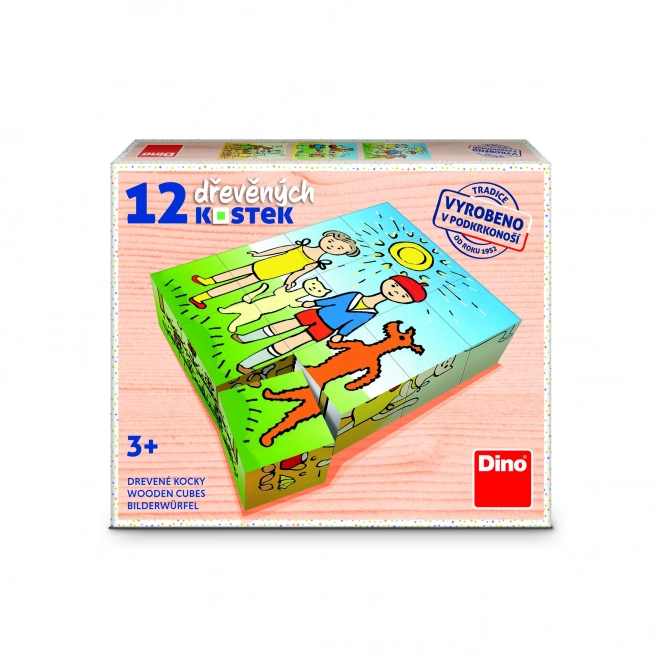 Drvene kocke Psić i mačkica – 12 kocaka