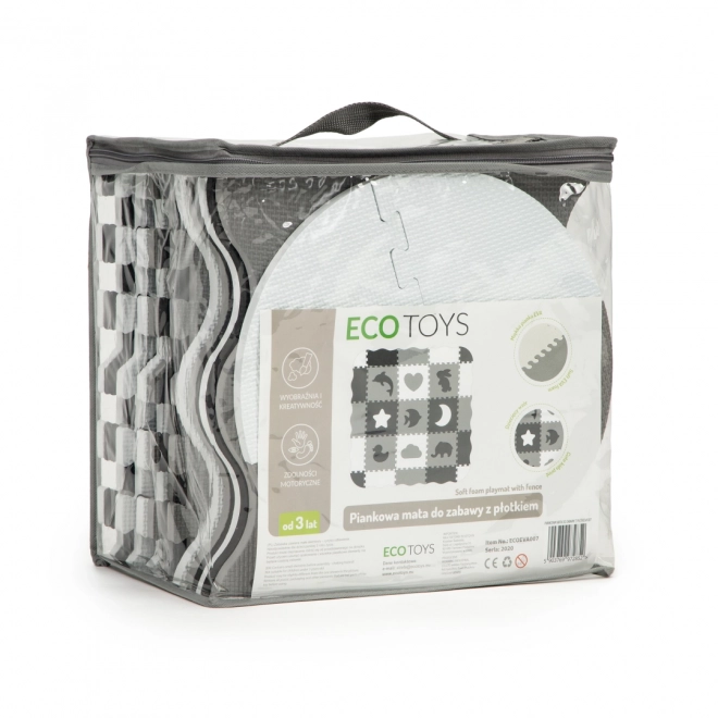 ECOTOYS Pjenaste puzzle Životinje i oblici crno-bijela SX s rubovima