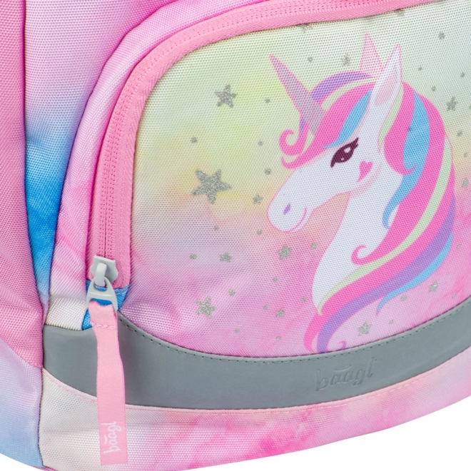 BAAGL SET 3 Airy Rainbow Unicorn: školska torba, pernica, vrećica
