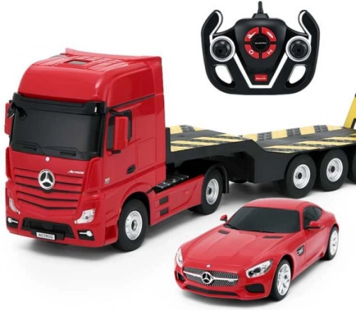 rc kamion mercedes-benz actros s poluprikolicom i mercedes-benz amg gt