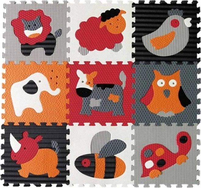 BABY GREAT pjenaste puzzle Životinje siva-crvena SX (30x30)