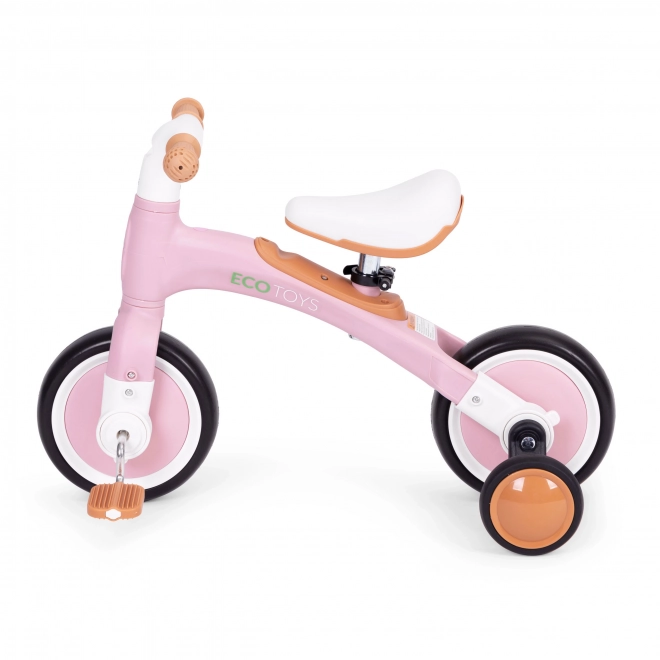 Balansni bicikl s pedalama - pomoćni kotačići za trening 3u1 ECOTOYS – Ružičasto