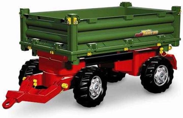 Zeleni dvoosovinski kipajući prikoličar za pedala traktore Rolly Toys