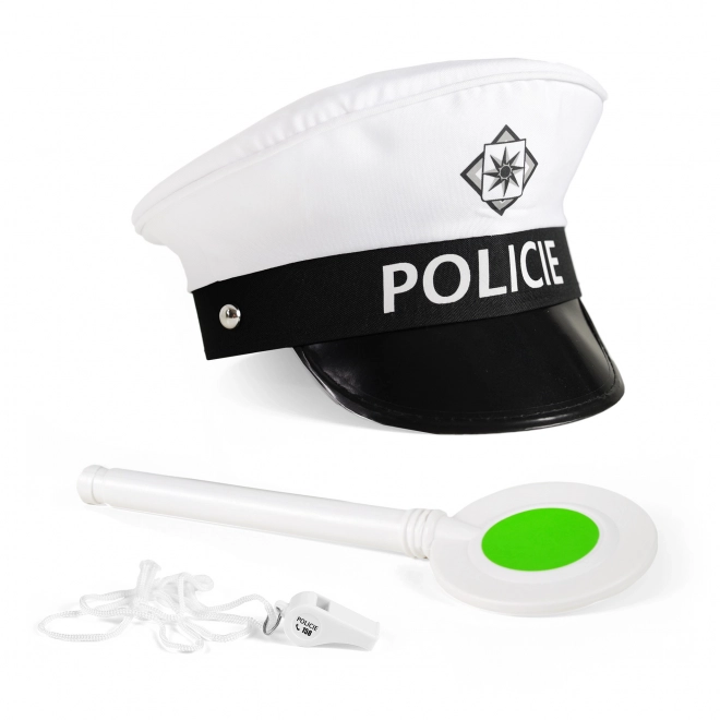 Set prometne policije tkanina/plastika kapa, palica, zviždaljka na kartici 30x48x8cm