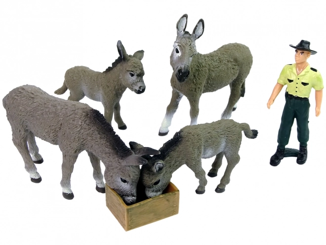 Set figura četiri magarca farmera Ograda siva