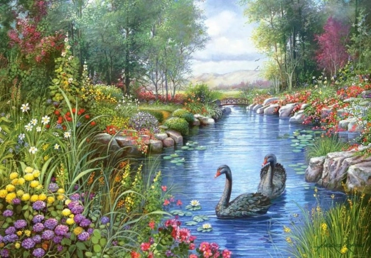 CASTORLAND Puzzle crne labudice 1500 dijelova