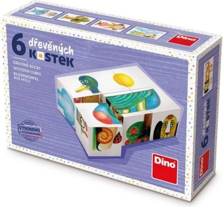 Drvene slikovne kocke za djecu – patka, pas, stablo (6 kocki)