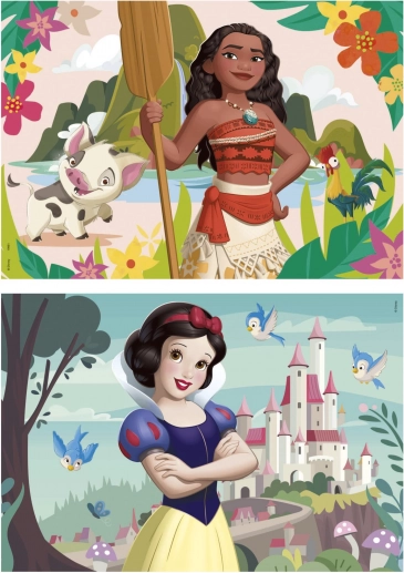 Drvene puzzle Disney princeze Vaiana i Snjeguljica 2×50 dijelova