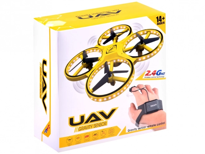 Dron upravljan gestama rukama + daljinsko upravljanje Kvadrakopter RC0573 – Žuta