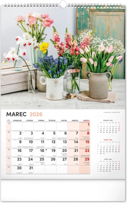 Zidni kalendar Cvijeće 2026