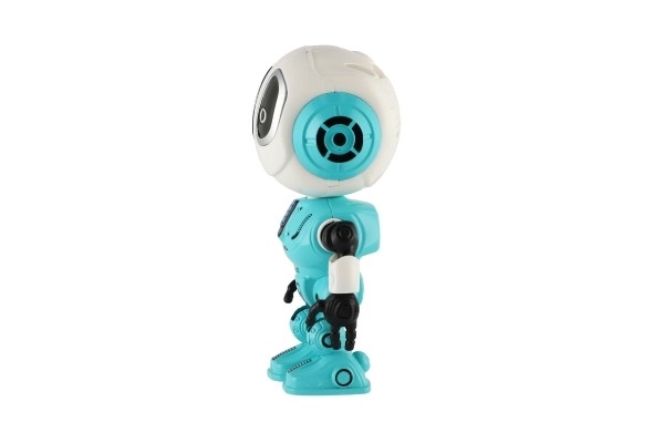 Robot ECHO koji ponavlja rečenice metalni 12cm plavi na baterije sa zvukom i svjetlom u kutiji 10,5x15x5,5cm