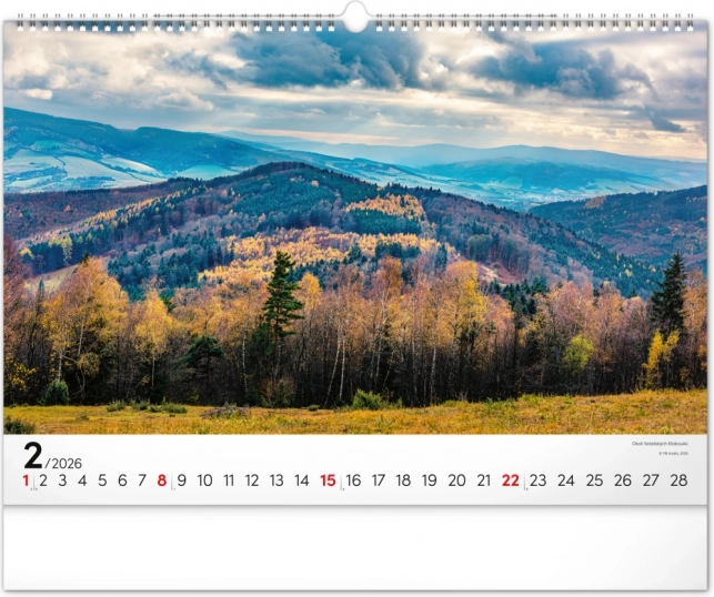 Zidni kalendar Panoramata Češke 2026