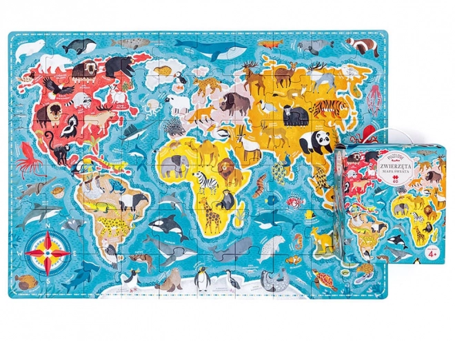 Puzzle 60 dijelova Puzzlove - Karta svijeta Životinje