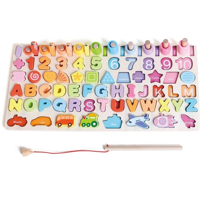 Drvene puzzle 6u1 Brojevi Slova Ribe