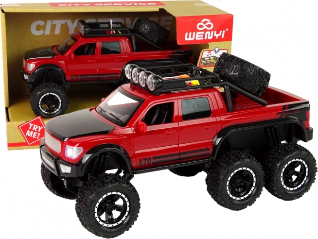 Terensko vozilo 6x6 s zamašnjakom 1:16 crveno