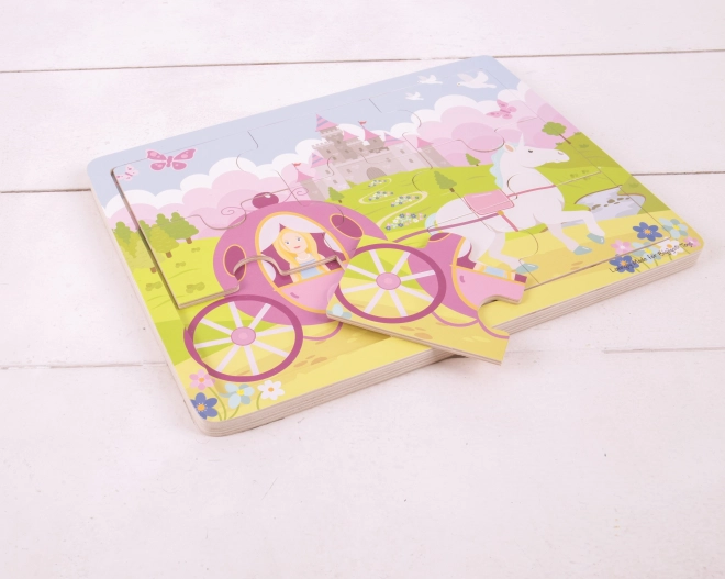 Bigjigs Toys Drvene puzzle princeza s kočijom