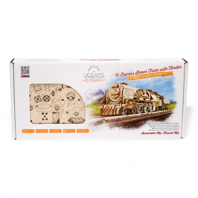Ugears 3D puzzle - Lokomotiva V-express s vagonom 538 komada
