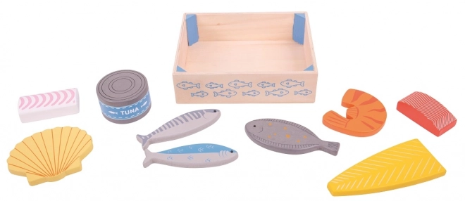 Drveni morski plodovi u kutiji Bigjigs Toys