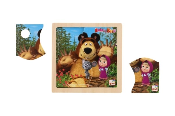 Drvene puzzle s mišem Maša i Medvjed 15cm