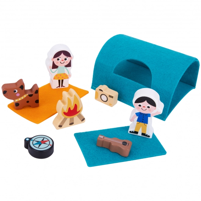 Tooky Toy drveni karavan s figurama za kampiranje