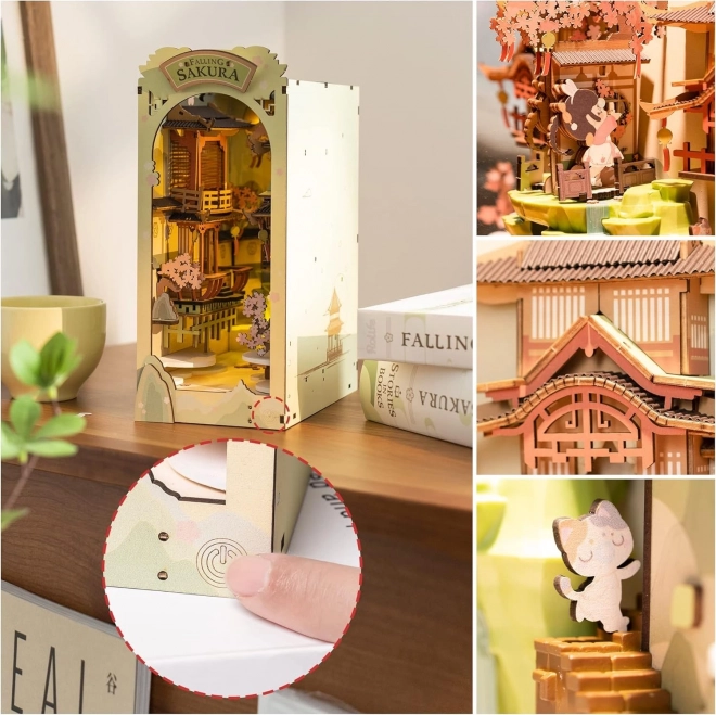 RoboTime 3D Puzzle Zaustavljač za knjige "Falling Sakura" (drveni)
