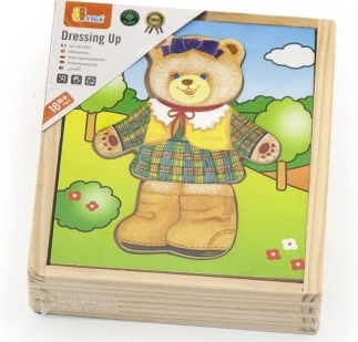 Viga drvene logičke puzzle Obuci medvjedića – djevojčica