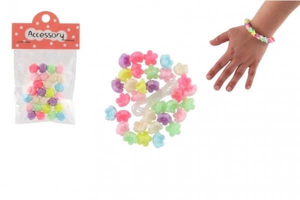 Plastične perle cvjetići s uzicom 2 vrste u vrećici 6,5x11x1 cm