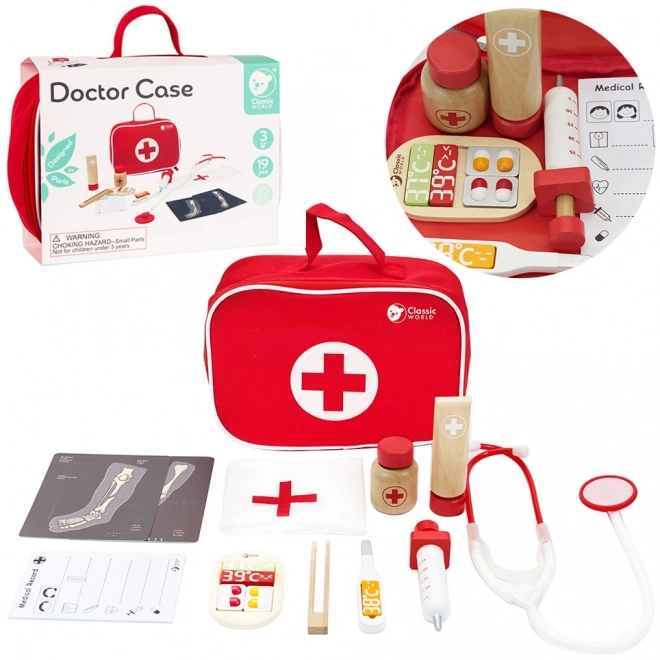 Set liječnika 19 kom drvo/plastika u papirnatoj ambalaži 21x16x8 cm
