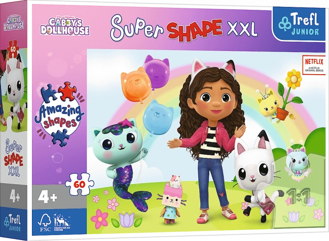 Puzzle Sretni prijatelji Gabby 60 XL Super Shape 60x40cm u kutiji 33x23x6cm