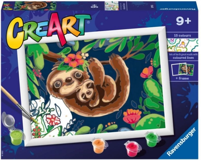 RAVENSBURGER CreArt slikanje prema brojevima – ljenjivci 24 × 18 cm