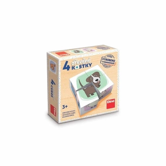 DINO Slagalica s kockama Životinje, 4 kocke