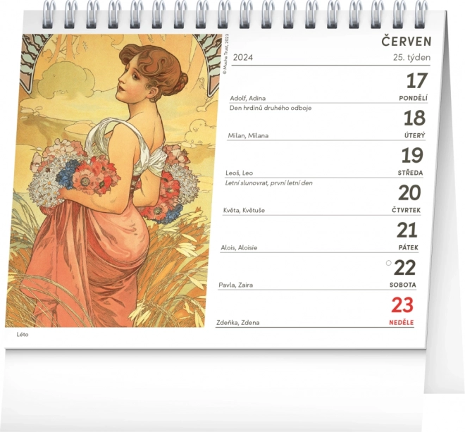 Stolni kalendar Alfons Mucha 2024, 16,5 × 13 cm