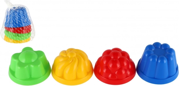 Plastični kalupi za pijesak – okrugle pješčane bábovke 8 cm, set 4 kom u mrežici