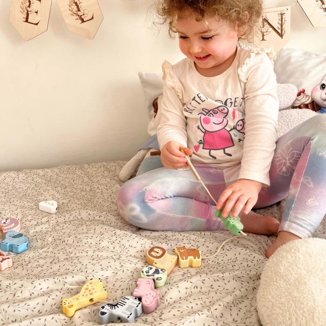 WOOPIE GREEN drvena navlačna zada ZOO Montessori 13 dijelova