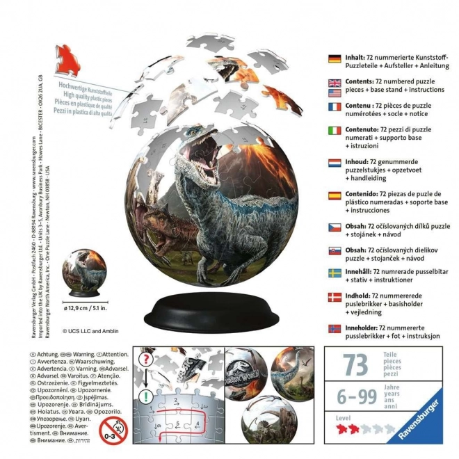 Ravensburger 3D puzzleball Jurski svijet 72 dijelova
