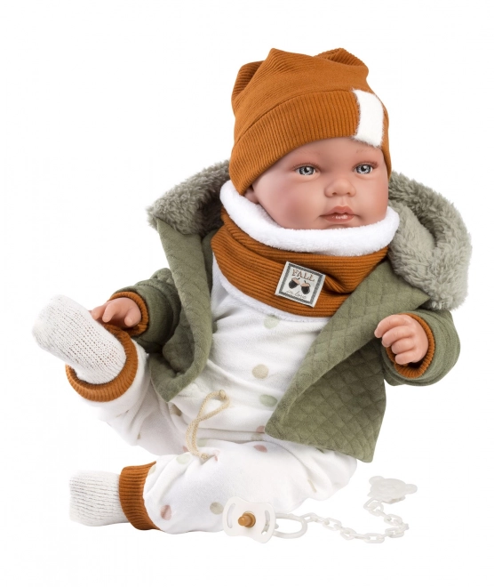 Llorens 84465 NEW BORN - realistična lutka beba sa zvukovima i mekanim tkaninskim tijelom - 44 cm