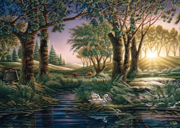 Puzzle Jutarnja magija uz jezero 1000 dijelova