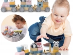 Drvena igračka vlak s blokovima i životinjicama Montessori