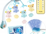 Crib mobile with projector and remote control, 500 melodies