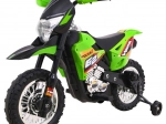 Dječji električni cross motor na akumulator – zelena, s pomoćnim kotačima i LED svjetlima